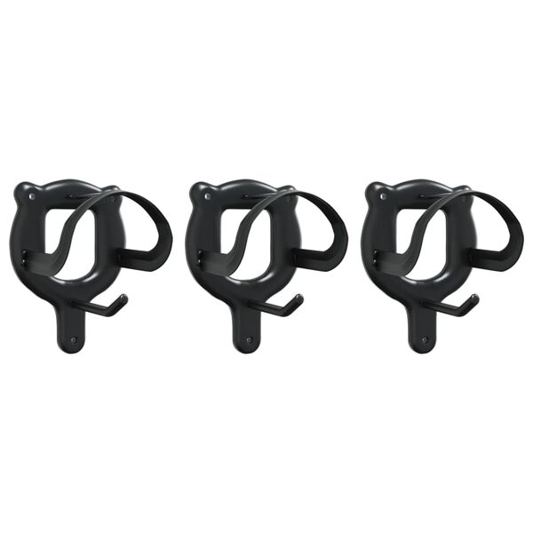 vidaXL Suporte para brida de parede 3 pcs ferro preto
