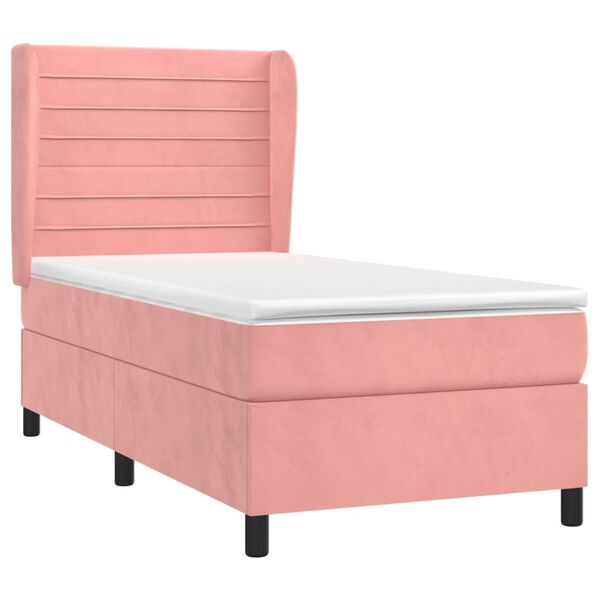vidaXL Cama com molas/colch&atilde;o 100x200 cm veludo rosa