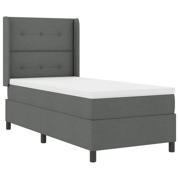 vidaXL Cama Box com colch&atilde;o Cinza Escuro 200 x 80 cm tecido
