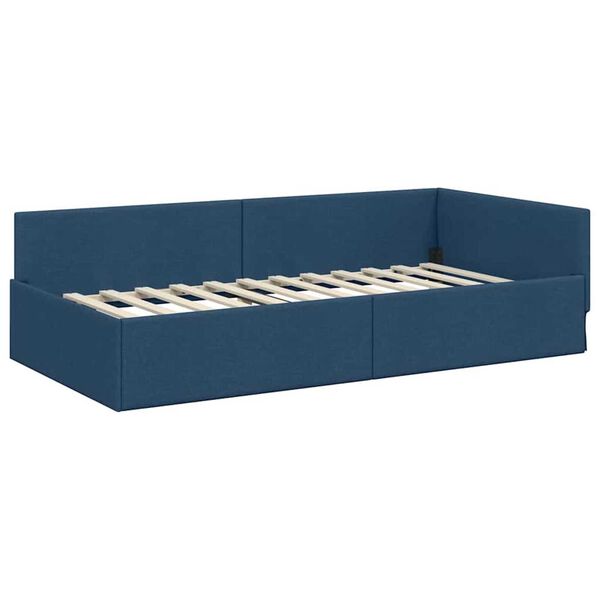 vidaXL Estrutura de Cama de Canto Azul 100 cm x 200 cm Veludo
