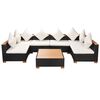 vidaXL 7 pcs conjunto lounge de jardim c/ almofadões vime PE preto