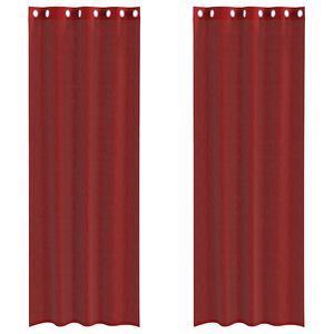 vidaXL Cortinas de voile com ilh&oacute;s 2 pcs vermelho tinto