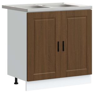 vidaXL Gabinete Base para Pia Porto 2 unid. Castanho 80 x 46 x 81,5 cm