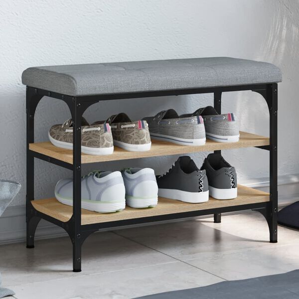 vidaXL Banco sapateira 62x32x47 cm derivados madeira carvalho sonoma