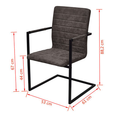 vidaXL Cadeiras de jantar cantilever 2 pcs couro artificial castanho