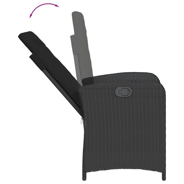 vidaXL 9 pcs conjunto de jantar p/ jardim c/ almofad&otilde;es vime PE preto