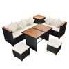 vidaXL 7 pcs conjunto lounge de jardim c/ almofad&otilde;es vime PE preto