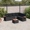 vidaXL 7 pcs conjunto de sof&aacute;s p/ jardim c/ almofad&otilde;es vime PE preto