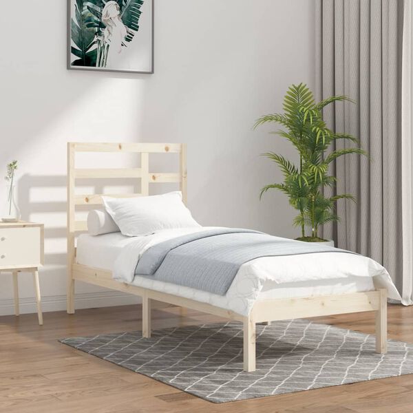 vidaXL Estrutura de cama solteiro 90x190 cm madeira maciça