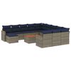 vidaXL Conjunto de sof&aacute; de jardim com 13 pe&ccedil;as e almofadas em rattan sint&eacute;tico cinza