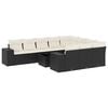 vidaXL 11 pcs conjunto sof&aacute;s de jardim c/ almofad&otilde;es vime PE preto