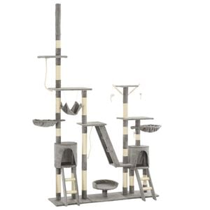 vidaXL &Aacute;rvore p/ gatos c/ postes arranhadores sisal 230-250cm cinzento