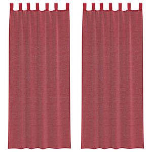 vidaXL Cortinas de voile com bolsos para var&atilde;o 2 pcs vermelho tinto