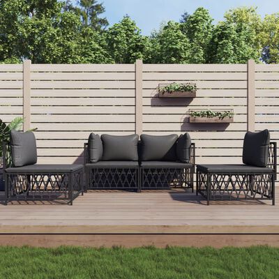 vidaXL 4 pcs conjunto lounge de jardim com almofadões aço antracite