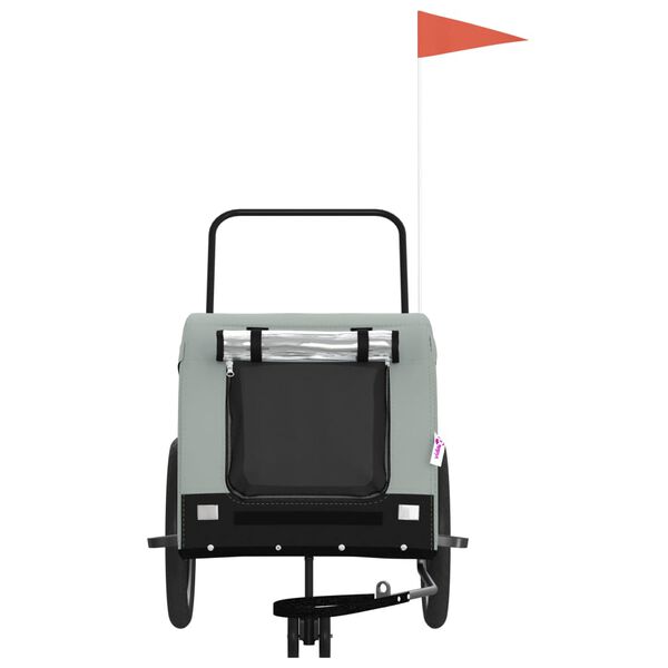 vidaXL Reboque de bicicleta p/ animais tecido oxford/ferro cinza/preto