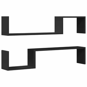vidaXL Estantes de parede 2 pcs 100x15x20 cm derivados madeira preto