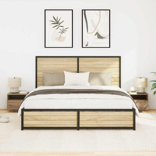 vidaXL Arm&aacute;rio de Cabeceira 2 pcs Carvalho Artesanal 40 x 39 x 37 cm