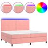 vidaXL Cama box spring c/ colch&atilde;o/LED 200x200 cm veludo rosa