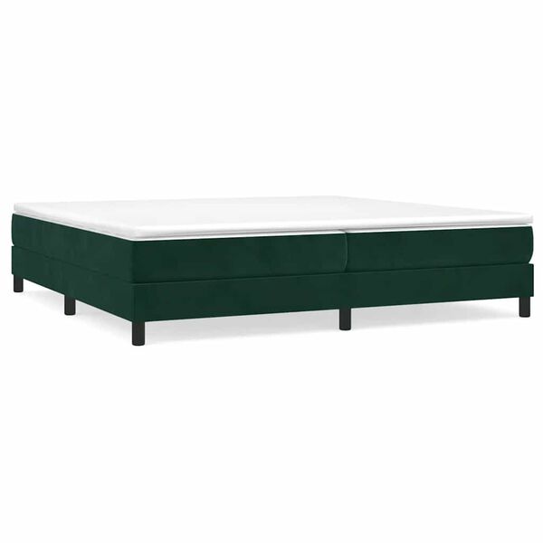 vidaXL Cama com molas/colch&atilde;o 200x200 cm veludo verde-escuro