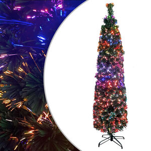 vidaXL &Aacute;rvore de Natal artificial fina c/ suporte 150 cm fibra &oacute;tica