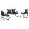 vidaXL Conjunto de Jantar para Jardim 3 pcs Preto e Anthracite vime PE