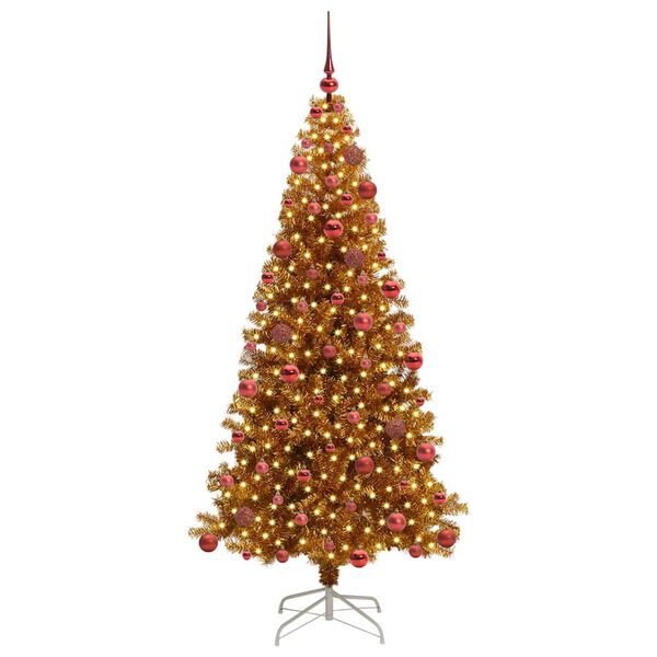 vidaXL Árvore de Natal com 300 LEDs com suporte Ouro 180 cm PET