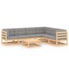 vidaXL 7 pcs conjunto lounge de jardim c/ almofad&otilde;es pinho maci&ccedil;o