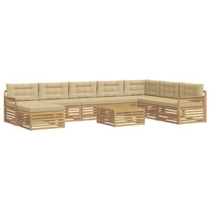 vidaXL Conjunto de Sof&aacute;s para Exterior 9 unid. Branco e Bege