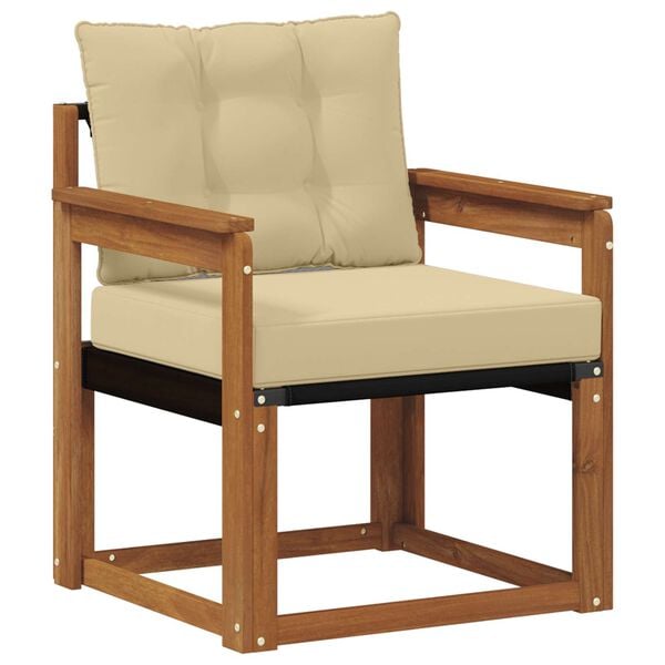 vidaXL Sof&aacute; exterior Madeira de Ac&aacute;cia S&oacute;lida e Textilene Natural