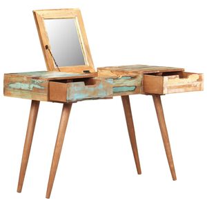 vidaXL Toucador c/ espelho 112x45x76 cm madeira recuperada maci&ccedil;a