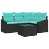 vidaXL Conjunto de Sof&aacute;s 5 unid. Preto vime PE