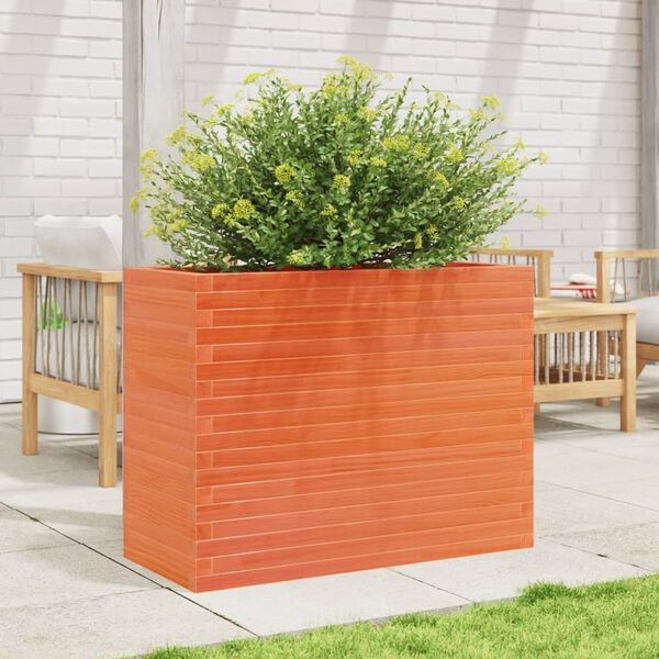 vidaXL Vaso/floreira de jardim 90x40x68,5cm pinho maci&ccedil;o castanho mel