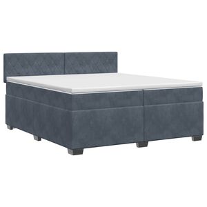 vidaXL Cama box spring com colch&atilde;o Cinzento-Escuro 200 x 200 cm Veludo