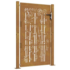 vidaXL Portão de jardim 105x130 cm Aço Corten Design Bambu