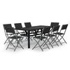 vidaXL 9 pcs conjunto de jantar para jardim cinzento e preto