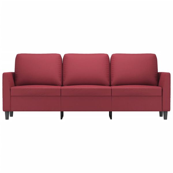 vidaXL Sof&aacute; de 3 lugares 180 cm couro artificial vermelho tinto