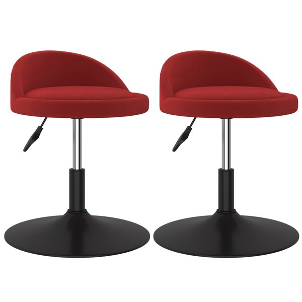 vidaXL Cadeiras de jantar girat&oacute;rias 2 pcs veludo vermelho tinto