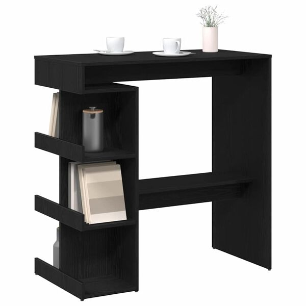 vidaXL Mesa de bar com prateleira Carvalho Preto 100 x 48 x 101,5 cm