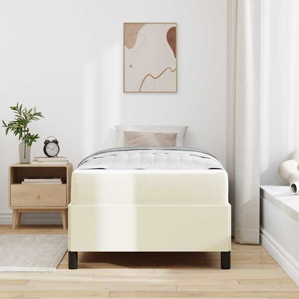 vidaXL Estrutura da Cama com colch&atilde;o Creme 90 x 200 cm tecido