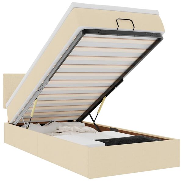 vidaXL Cama otomana com colch&atilde;o 100x200 cm tecido creme