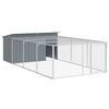 vidaXL Casota para c&atilde;es com corredor antracite 197x396x110 cm a&ccedil;o galvanizado