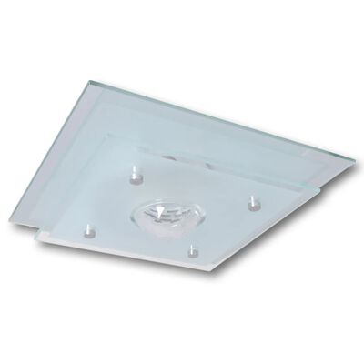 Lâmpada de tecto, vidro quadrado, cristal 1x E27