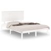 vidaXL Estrutura de cama casal 135x190 cm madeira maci&ccedil;a branco
