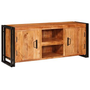 vidaXL Gabinete para TV com porta Castanho Madeira de ac&aacute;cia maci&ccedil;a