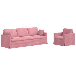 vidaXL Conjunto de Sof&aacute;s 2 pcs Rosa 228 x 78 x 80 cm Veludo