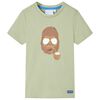 vidaXL T-shirt de manga curta para crian&ccedil;a caqui-claro 116