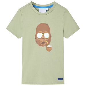 vidaXL T-shirt de manga curta para crian&ccedil;a caqui-claro 116