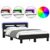 vidaXL Estrutura de cama com cabeceira e luzes LED 120x200 cm preto