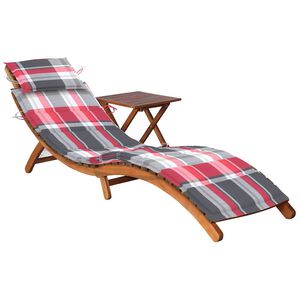 vidaXL Espregui&ccedil;adeira de jardim com mesa e almofad&atilde;o ac&aacute;cia maci&ccedil;a