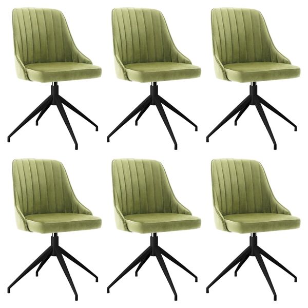 vidaXL Cadeiras de jantar 6 pcs veludo verde-claro